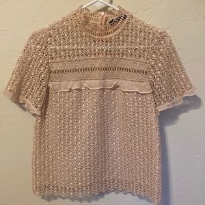 Zara Crochet Mock Neck Top